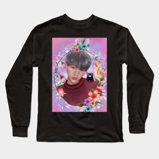 Yoongi x Kumamon || flower boy Long Sleeve T-Shirt by SoMerlee